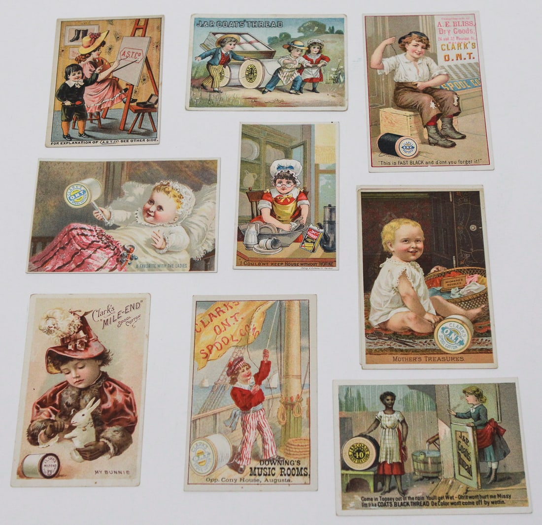 Lot of 8 Victorian Sewing Thread Advertising Cards (1 of 2)