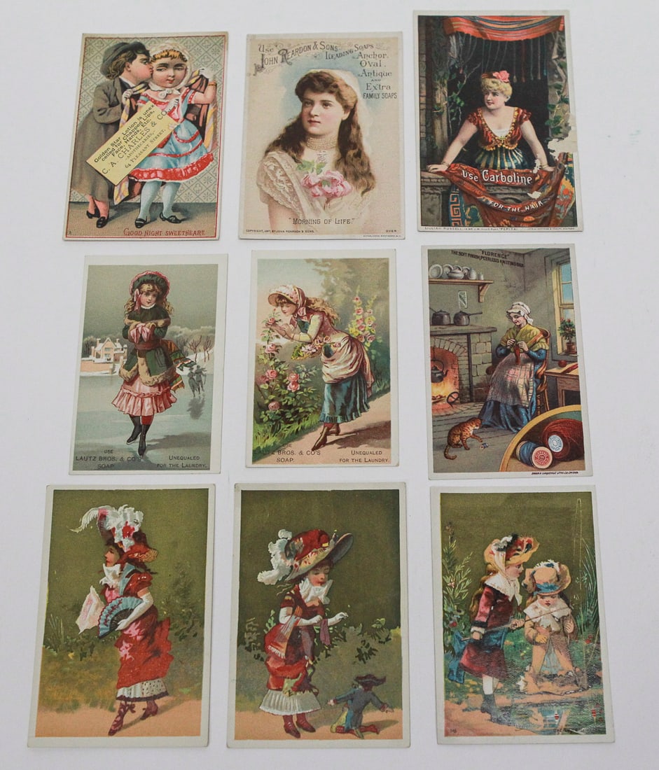 Lot of 9 Victorian Advertising Trade Cards (1 of 2)