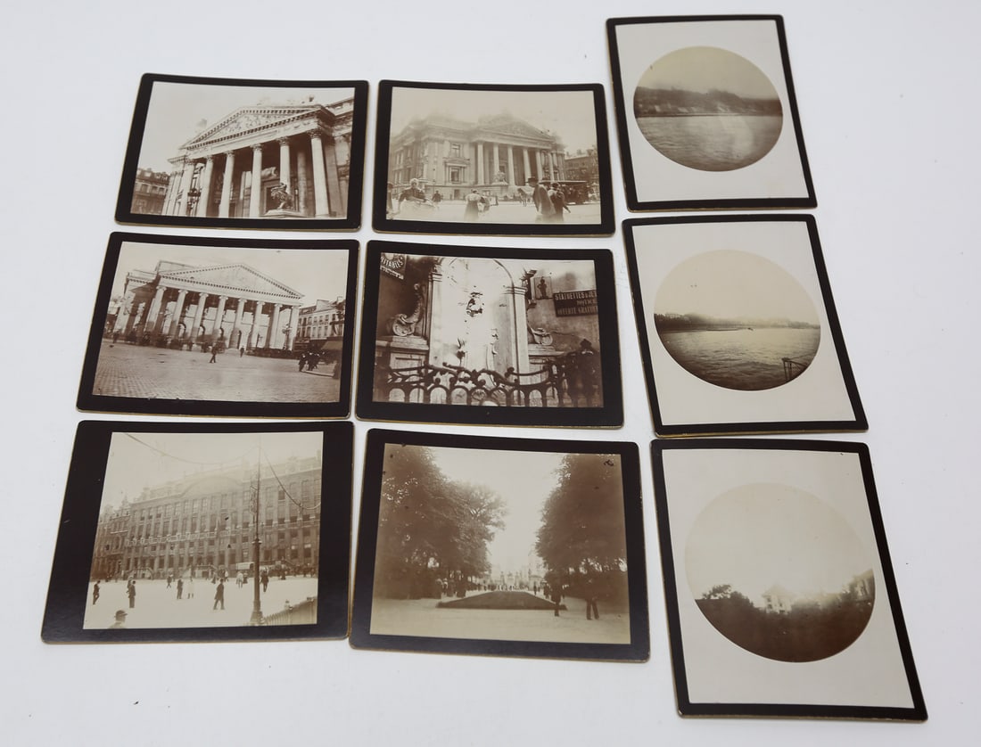 Lot of 9 Brussels Landmark and Travel Photographs, c. 1910s (1 of 2)