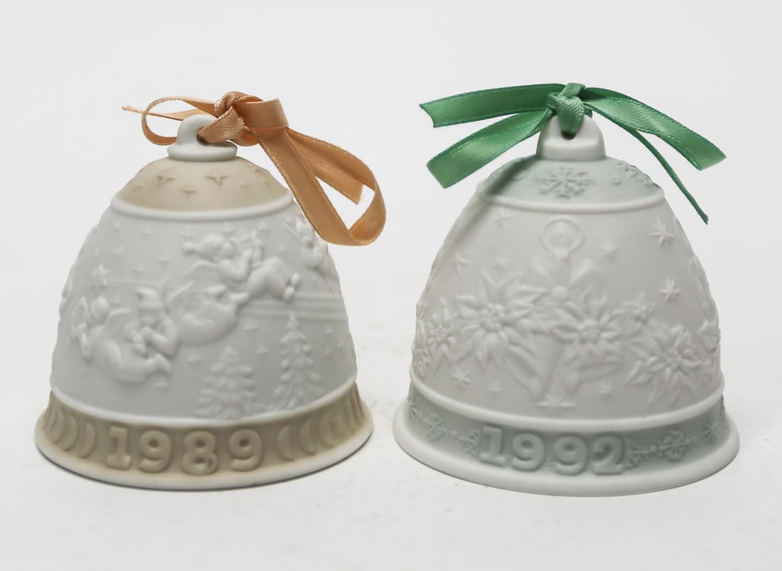 Pair of Lladro Annual Christmas Porcelain Bells (1 of 3)