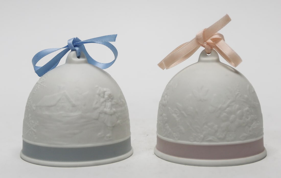 Pair of Lladro Annual Christmas Porcelain Bells 1997 and 1998 (1 of 3)