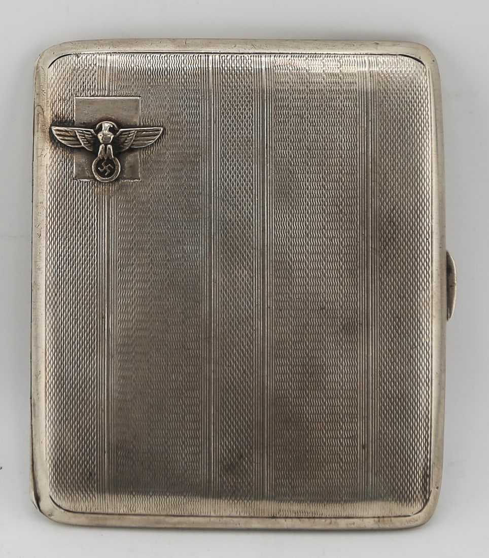 German 800 Silver Gilt Cigarette Case with Third Reich Eagle Emblem (1 of 6)