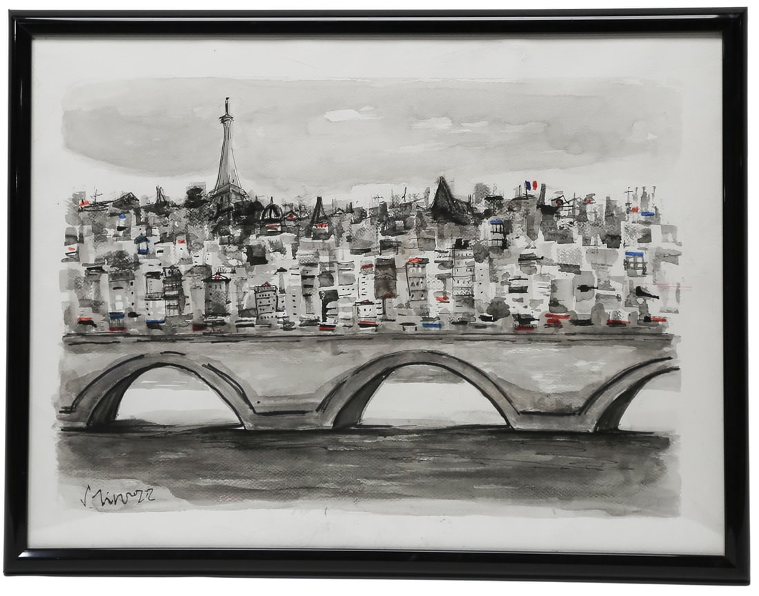 Signed Paris Cityscape Watercolor (1 of 3)