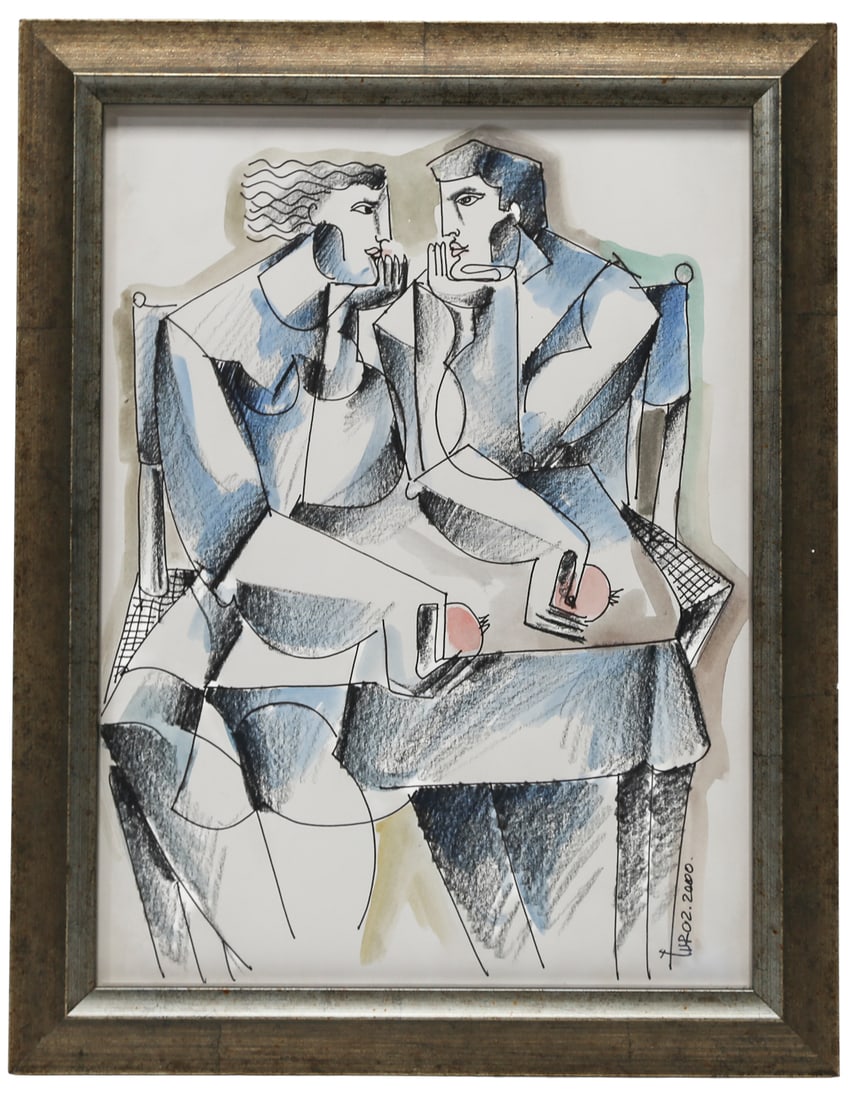 Yuroz Armenian Artist Two Figures Drawing, 2000 (1 of 3)