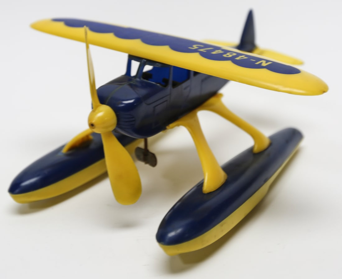 Vintage Tin Wind-Up Propeller Floatplane Toy (1 of 5)