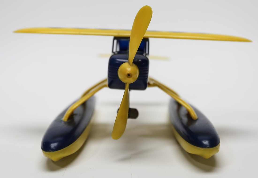 Vintage Tin Wind-Up Propeller Floatplane Toy - 3