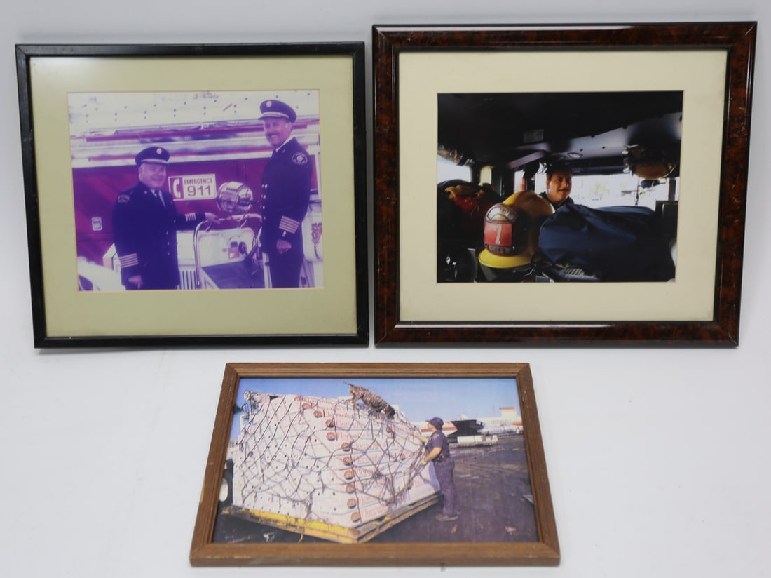 Framed Firefighter and Air Cargo Photographs Lot of 3 (1 of 1)