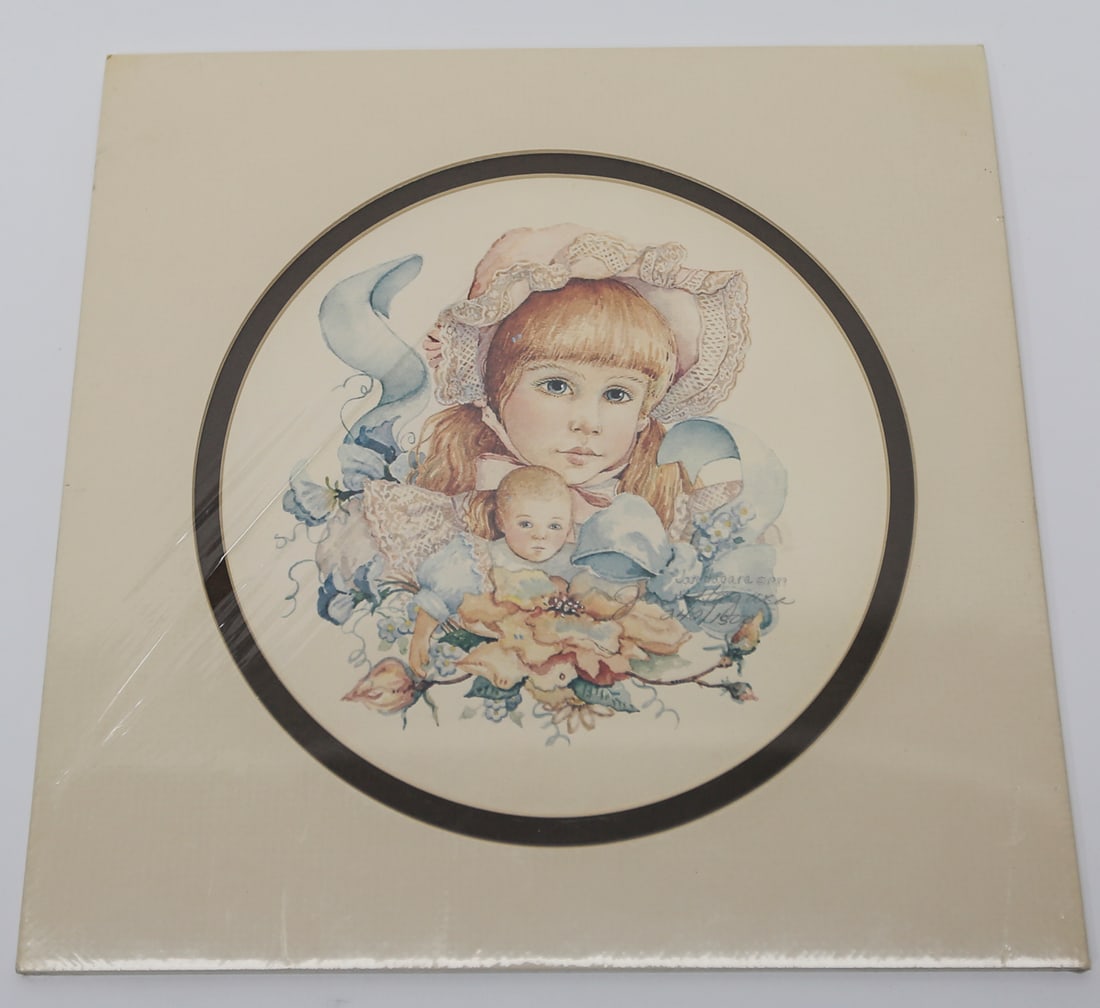 Jan Hagara Joanie Limited Edition Lithograph: A limited edition lithograph by Jan Hagara titled Joanie, depicting a young girl with a doll surrounded by flowers and toys. Signed and numbered 240 of 1500, dated 1989, and accompanied by a certifica