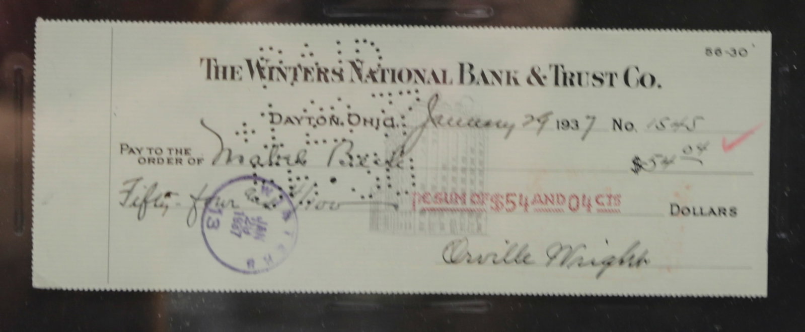 Orville Wright Signed Check PSA DNA Certified - 2