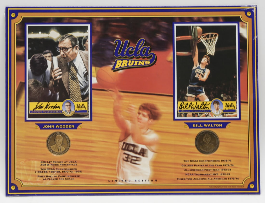 John Wooden and Bill Walton Signed UCLA Bruins Display (1 of 7)