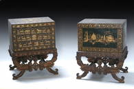 751: A pair of early 19th century Indian gilt and lacqu