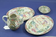 490: A pair of Chinese serving plates, Canton teapot & 