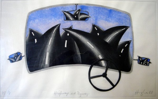 Patrick Hughes (1939-) Highways and Byways, 12 x: Patrick Hughes (1939-) artists proof, Highways and Byways, signed in pencil and dated '88, 1/8, 12 x 19 ins.