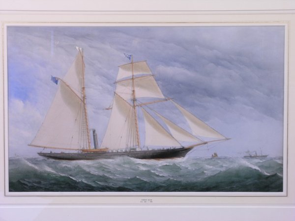 Charles Taylor (Exh. 1841-1883) Schooner at sea,: Charles Taylor (Exh. 1841-1883) watercolour, Schooner at sea, 17 x 28 ins,