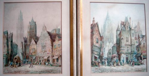 Henry Thomas Schafer (1854-1915) Antwerp, Belgium: Henry Thomas Schafer (1854-1915) pair of watercolours, Antwerp, Belgium & Ulm, Germany, signed, 10 x 8 ins.