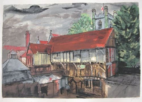 John Piper - screen print - 'Chantry House, Henle: John Piper Screen print in colour (1983) 'Chantry House, Henley' Signed in pencil, edition of 100 49cm x 68.5cm