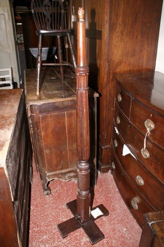 *A Victorian mahogany bedpost lamp standard