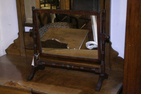 An Edwardian mahogany rectangular toilet mirror, 