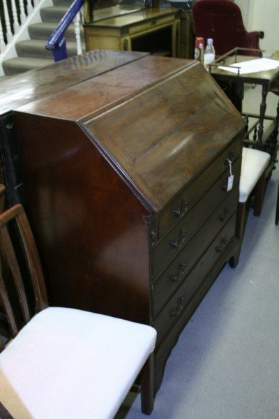*A George III mahogany bureau, 3ft 1.5ins