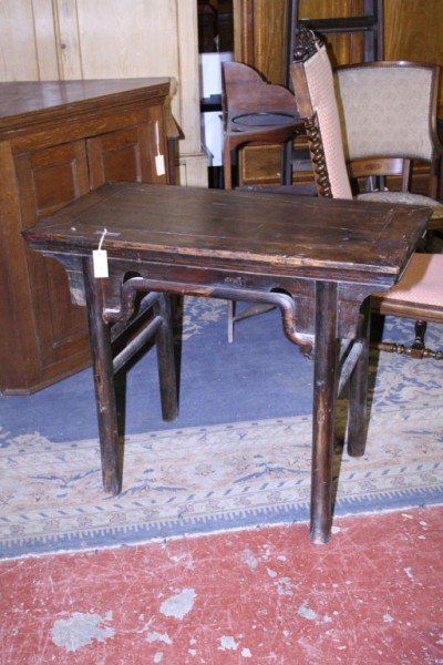 A mid 19th century Ming style elm wine table, 3ft