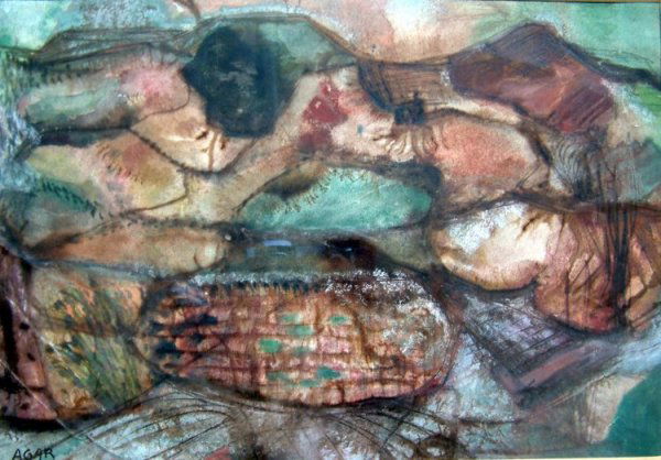 Eileen Agar (1899-1991) Abstract in brown and ora: Eileen Agar (1899-1991) watercolour, Abstract in brown and orange, signed, 10 x 14.5 ins.