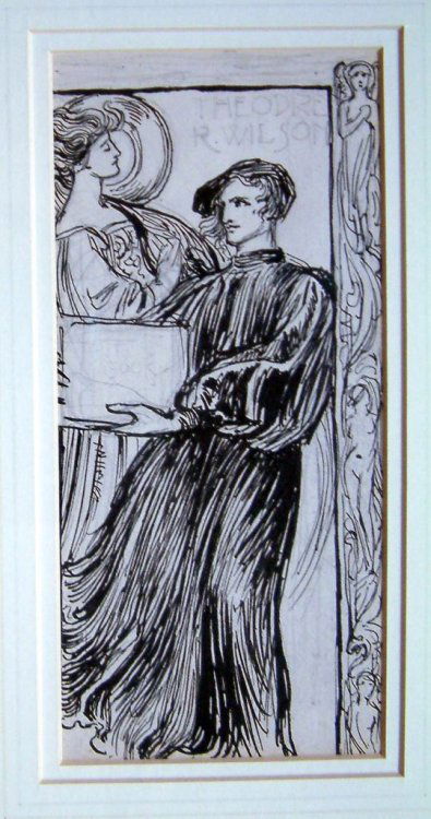Robert Catterson-Smith (1853-1938) Ex-Libris Theo: Robert Catterson-Smith (1853-1938) pen and ink, Ex-Libris Theodore R. Wilson, 8.5 x 3.75 ins.