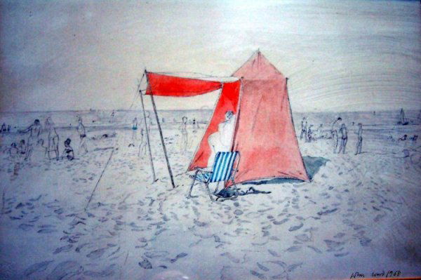 John Ward RA (b.1917) Beach scene, 12 x 18.5 ins.: John Ward RA (b.1917) pencil and watercolour, Beach scene, signed and dated 1968, 12 x 18.5 ins.
