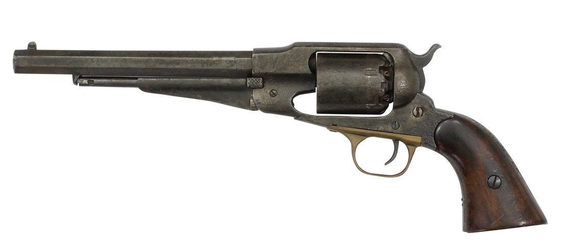 Remington, New Model Army: Percussion Revolver, Remington, New Model Army, Cal. 44, #T267775, Condition: E [ANT] (Please see our "Auction Terms and Info" for a complete description of how we meticulously grade condition). We pr