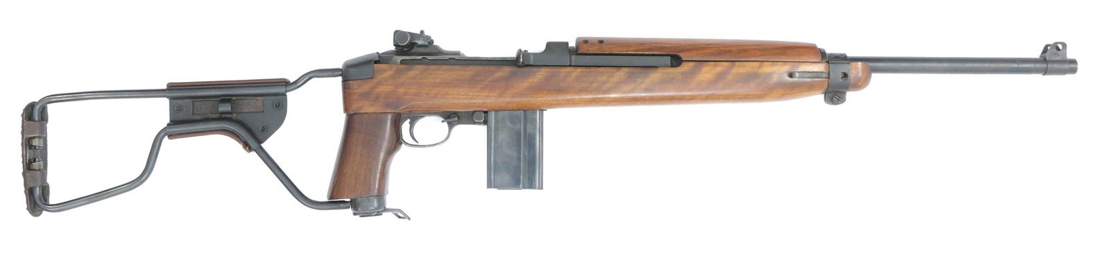 Selbstladegewehr, Inland, M1 Carbine, Kal. .30 Carb., #456148: Selbstladegewehr, Inland, M1 Carbine, Kal. .30 Carb., #456148, mit Fallschirmspringerschaft, Holzschaft mit seitlichem Klappschaft. Ohne Bajonetthalterung. Zustand: B [SPEZ]