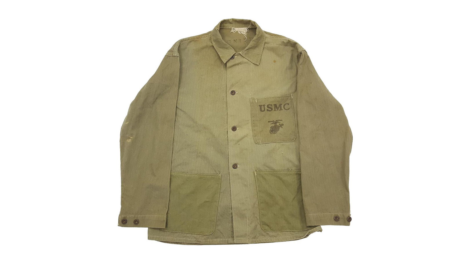 US Marine Corp. Hemd, wohl aus dem 2. WK: US Marine Corp. Hemd, wohl aus dem 2. WK, auf Brusttasche Beschriftet USMC mit Logo. Zustand: C