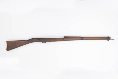 Wooden Stock for Swiss Army Rifle Mod. 1889: Wooden stock for Swiss army rifle, WF Bern, federal ordnance mod. 1889, steel. butt plate and front barrel band present, middle barrel band missing. Condition: D