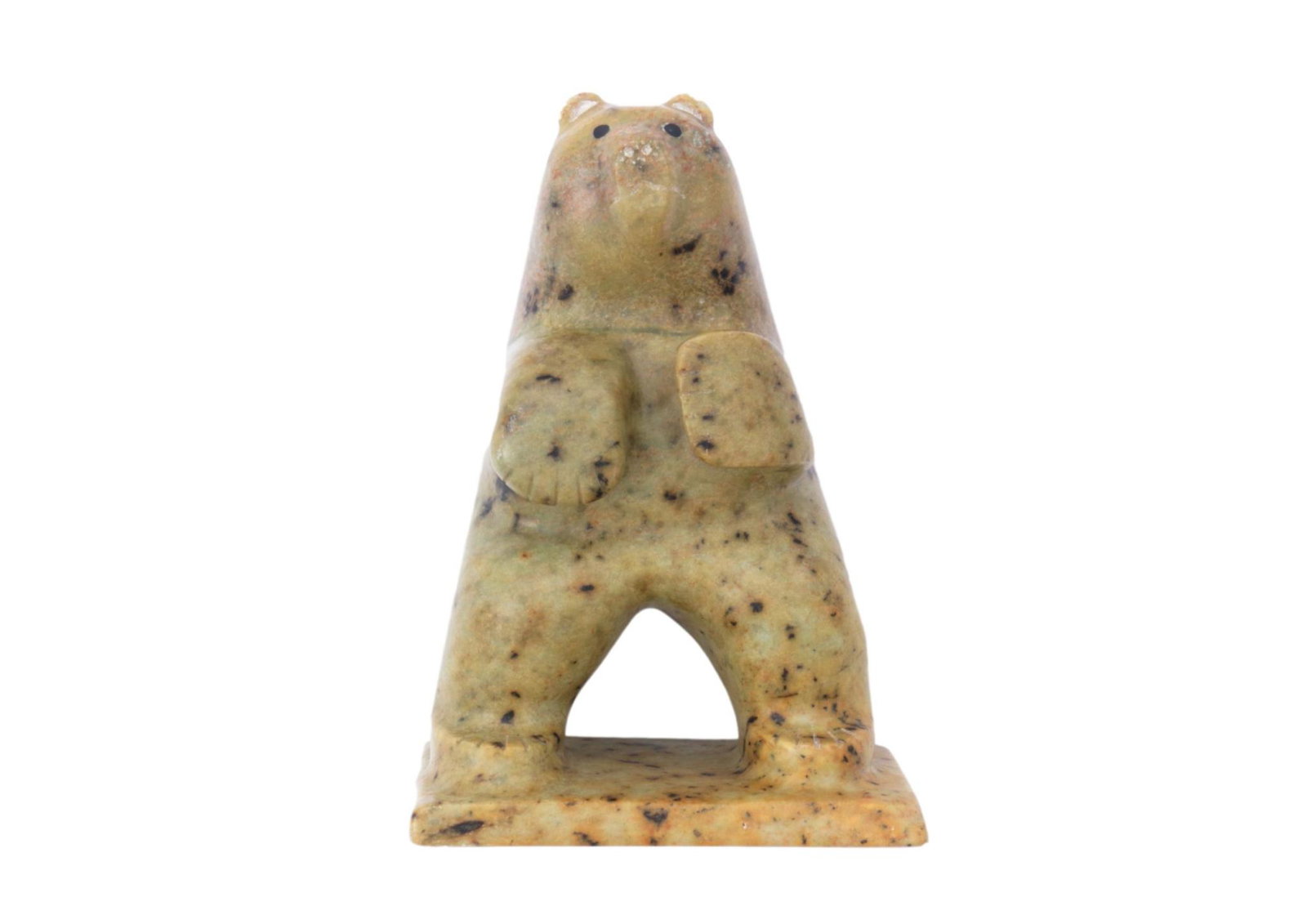 Gruben, Don (20th Century, Canadian Inuit), "Polar Bear": Gruben, Don (20th Century, Canadian Inuit), "Polar Bear", a traditional Inuit soapstone carving, signed under the base, and inscribed "tuktoyaktuk, NWT", dimensions ca. 6 x 4 x 2.5 inches (15 x 10.5 x