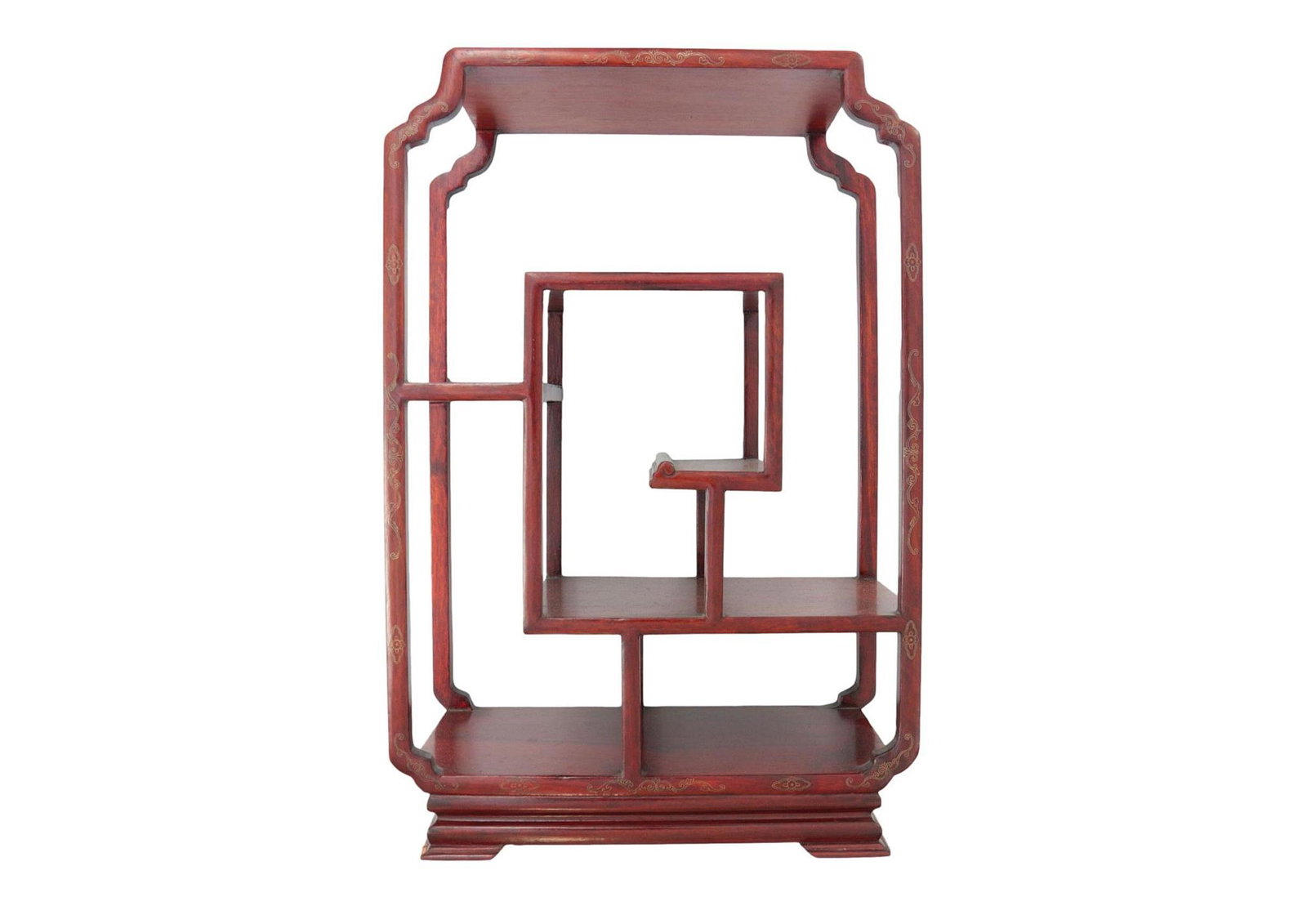 Traditional Chinese Display Stand, Handcrafted: Traditional Chinese Display Stand, Handcrafted from beautifully grained hardwood, and decorated with elegantly highlighted scrollwork. Size: ca.16.74 x 11 x 5.70 inches (42.5 cm x 28 cm x 14.5 cm). Co
