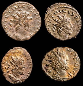 Lot of 4 Roman Period Coins, Tetricus (270-274 AD)