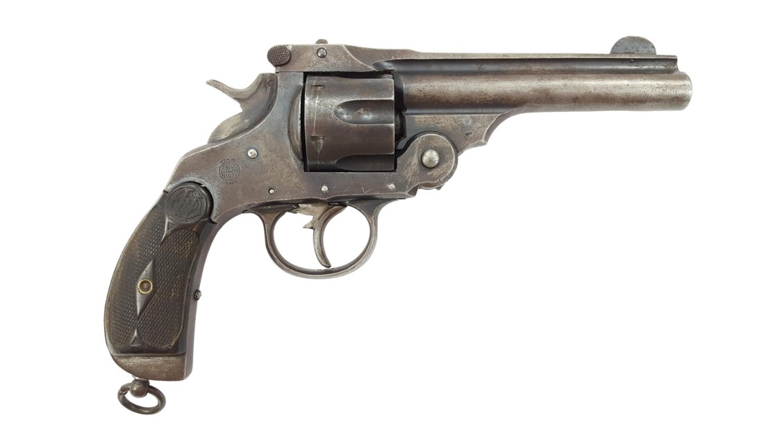 Revolver, Garate Anitua & OIA, Mod. 1916, Cal. 10x35mm: Revolver, Garate Anitua & OIA, Mod. 1916, Cal. 10x35mm, (an Eibar, Spanish copy of a Smith & Wesson Mod. No.3), #378, Double Action Only, Barrel Length: 12.5, plumb brown color bakelite checkered grip