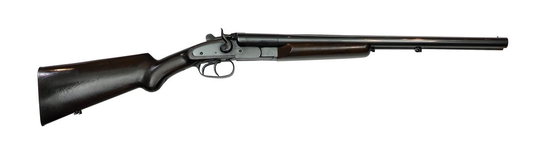 Double Barrel "Coach Gun" with External Hammers: Doppelhahnflinte, Amadeo Rossi S.A., Metall schwarz glanzbrueniert, Holzschaft lackiert, Lauflaenge: 52 cm, Kal. 12g, #T111679, Zustand: C+ [WES]