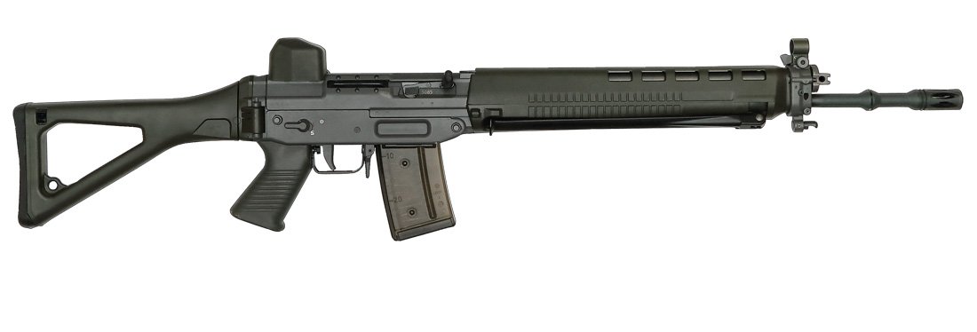 SIG ARMS PE90 (Factory Produced Semi-Auto Version): Selbstladegewehr, SIG, PE90, Kal. .223, #25085, Zustand: C+ [WES]