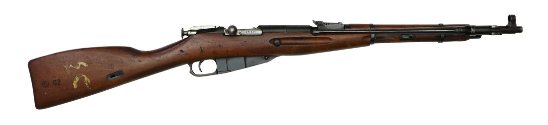 Mosin Nagant Model 1944 Carbine: Repetierkarabiner, UdSSR Ord., Mosin Nagant, Mod. 1944, Stahlteile brueniert, gleich nummeriert, Holzsschaft, integral Klapp-Stichbajonett, Kal. 7,62x54 R, #AK9047, Zustand: C [WES]