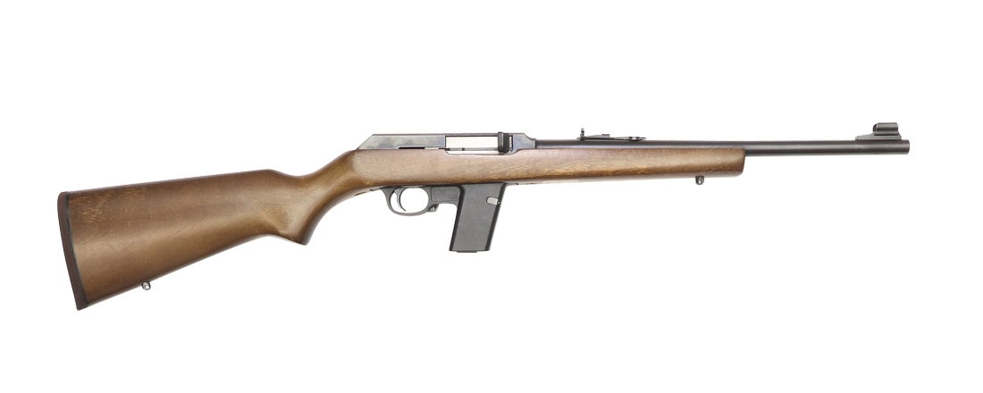 Marlin, Mod. 9, 9mm Para: Halbautomat, Marlin, Mod. 9, Kal. 9mm Para, #13804100, brÃ¼nierte und phosphatierte Metallteile, Holzschaft mit Gummischaftkappe, Holzvorderschaft. Zustand: B [WES]