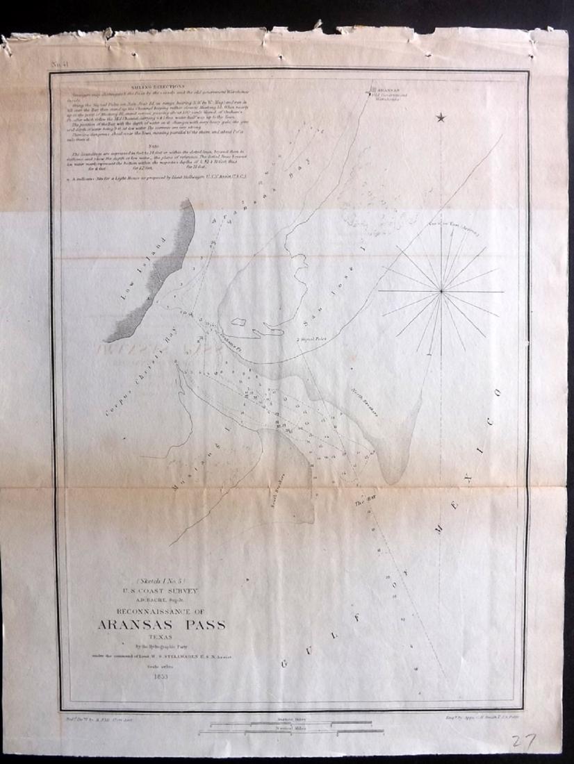 U.S. Coast Survey 1853 Map of Aransas Pass, Texas (1 of 1)