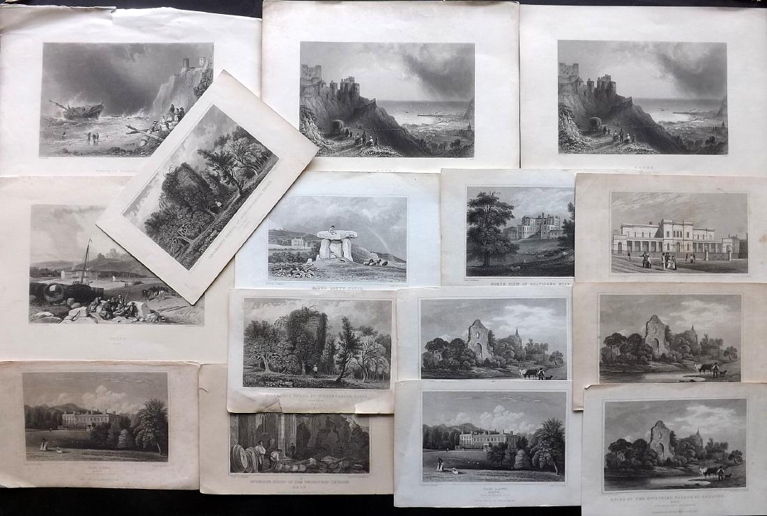 British Views - Kent 19th Cent. Lot 15 Steel Engravings: Occasional Duplicates. Examples by Shepherd, Neale, Shepherd, Bartlett/Harding/Finded and others. Paper Size: Up to 10.5 x 8 inch (27 x 20cm) Minor toning in parts.