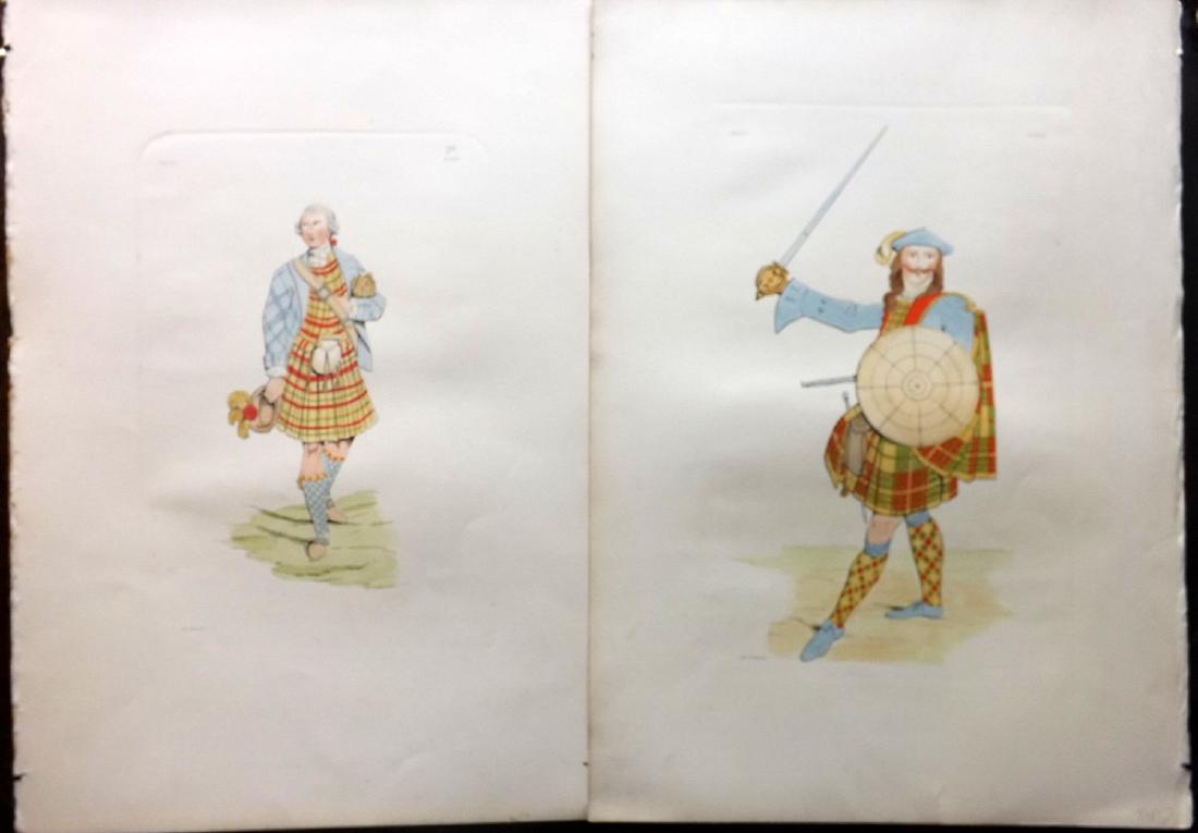 Stuart 1892 Pair Large Scottish Costume Prints 17 & 29 (1 of 2)