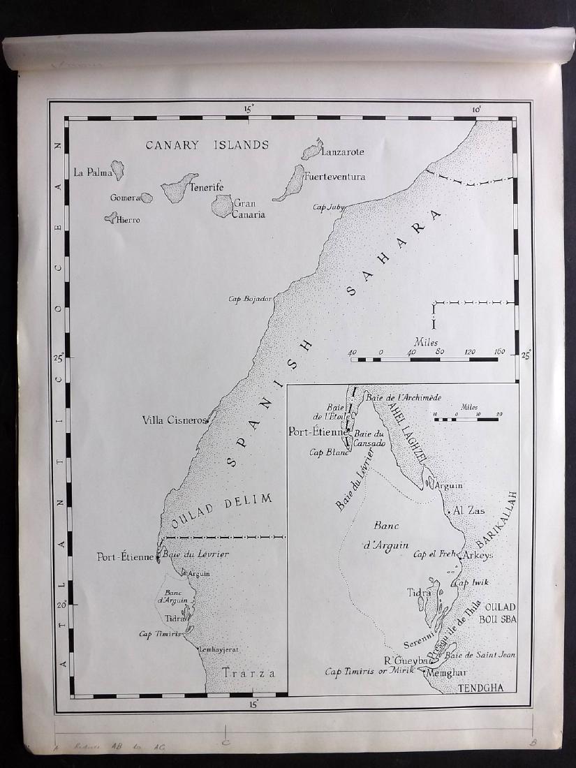 Canary Islands & Morocco C1945 Rare Manuscript Map. RGS (1 of 2)