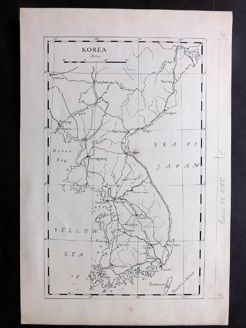 Korea C1945 Rare Manuscript Map. Geographical Journal (1 of 2)
