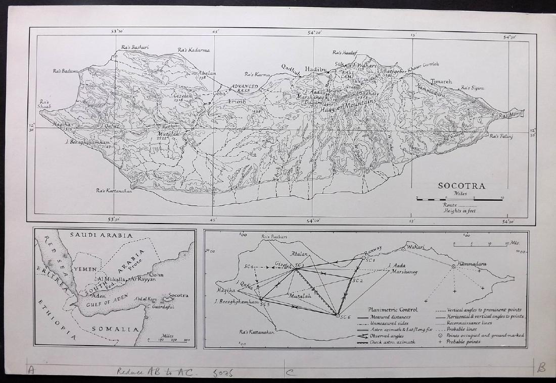 Saudi Arabia & Yemen C1945 Rare Proof Map. RGS (1 of 2)