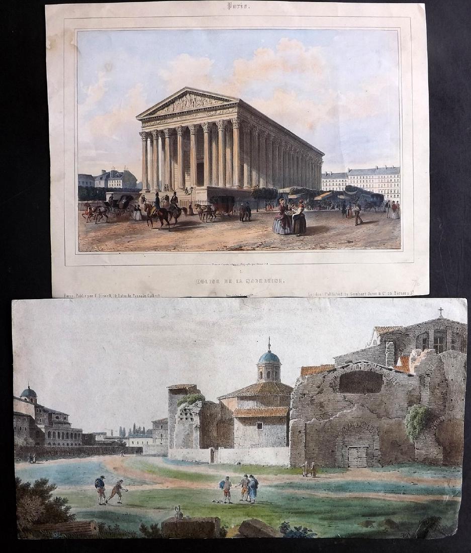 Hand Colored Continental Views 19th Cent. Paris & Rome (1 of 2)