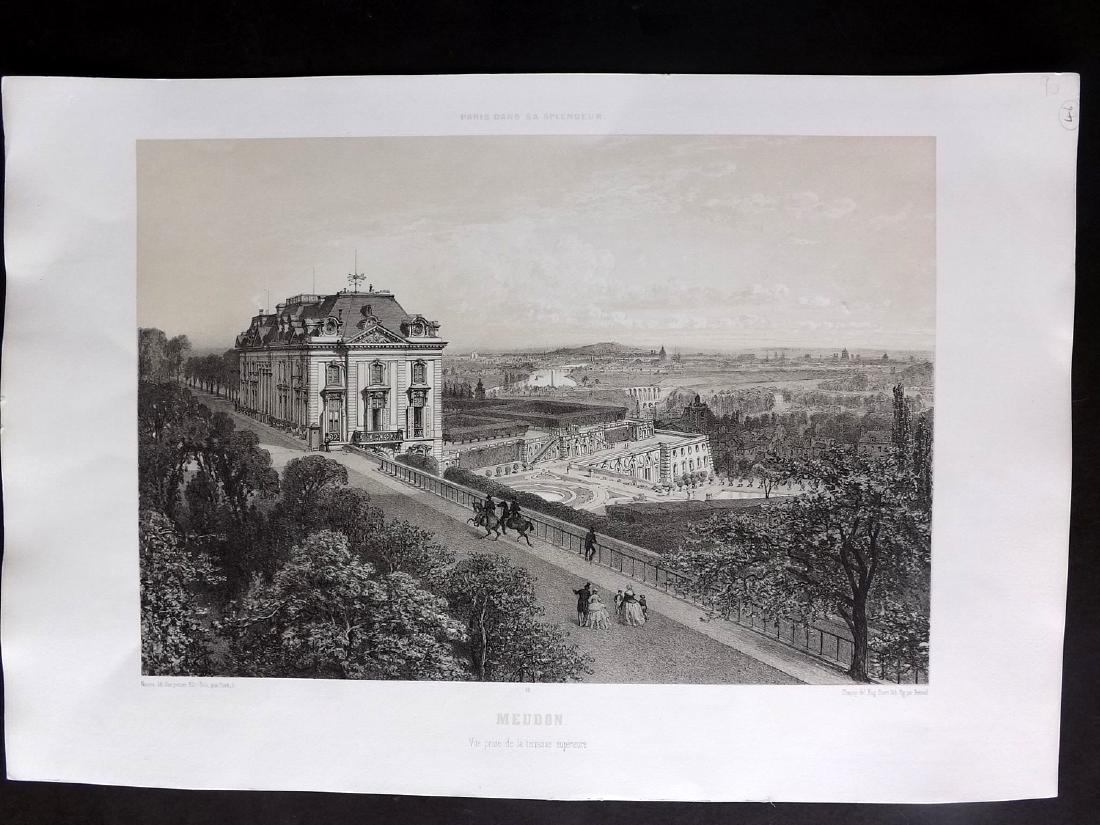 Paris dans sa Splendeur 1863 Large Print. Meudon: Lithograph Published 1861-63, Paris for "Paris dans sa Splendeur" Edited by Henri Charpentier. Mostly Drawn by Felix Bonoist, and Lithographed by Benoist and others. Paper Size: 19 x 13 inch (48 x 33c