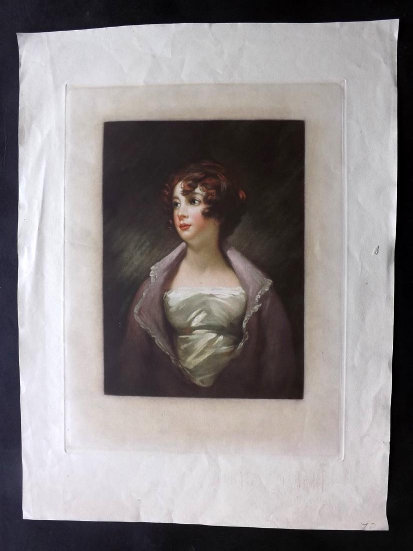 Anon C1890 Large Colour Mezzotint of a Lady (1 of 2)