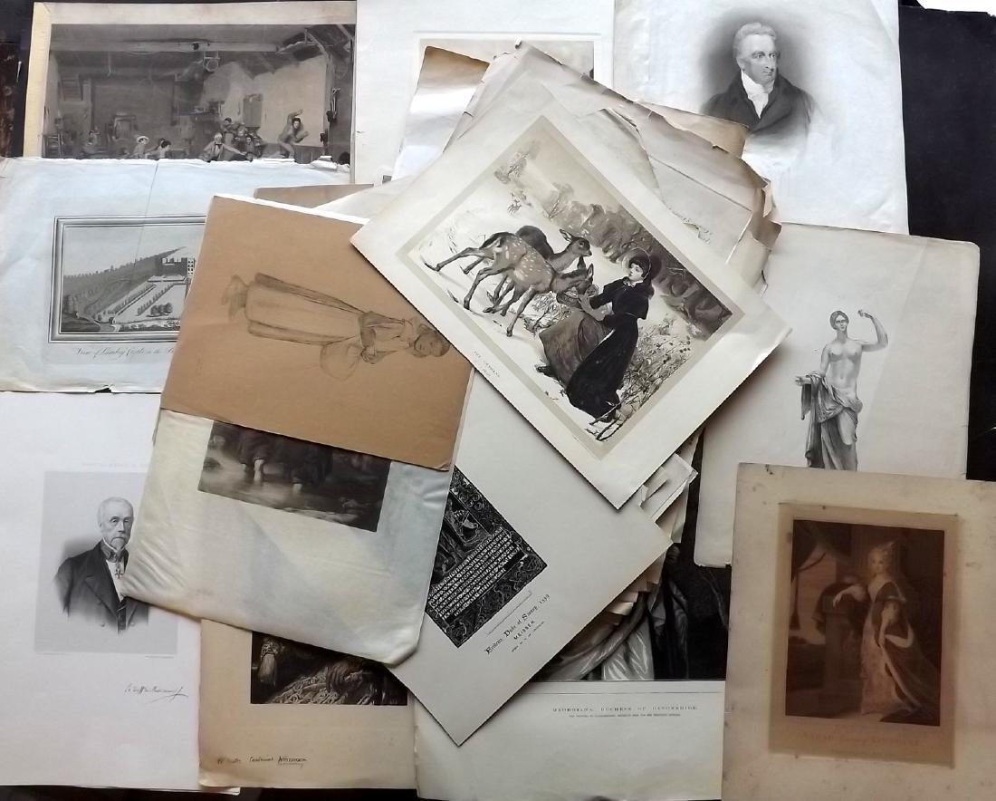 Mixed Folio Prints 18th-19th Century Lot of 44 (1 of 4)