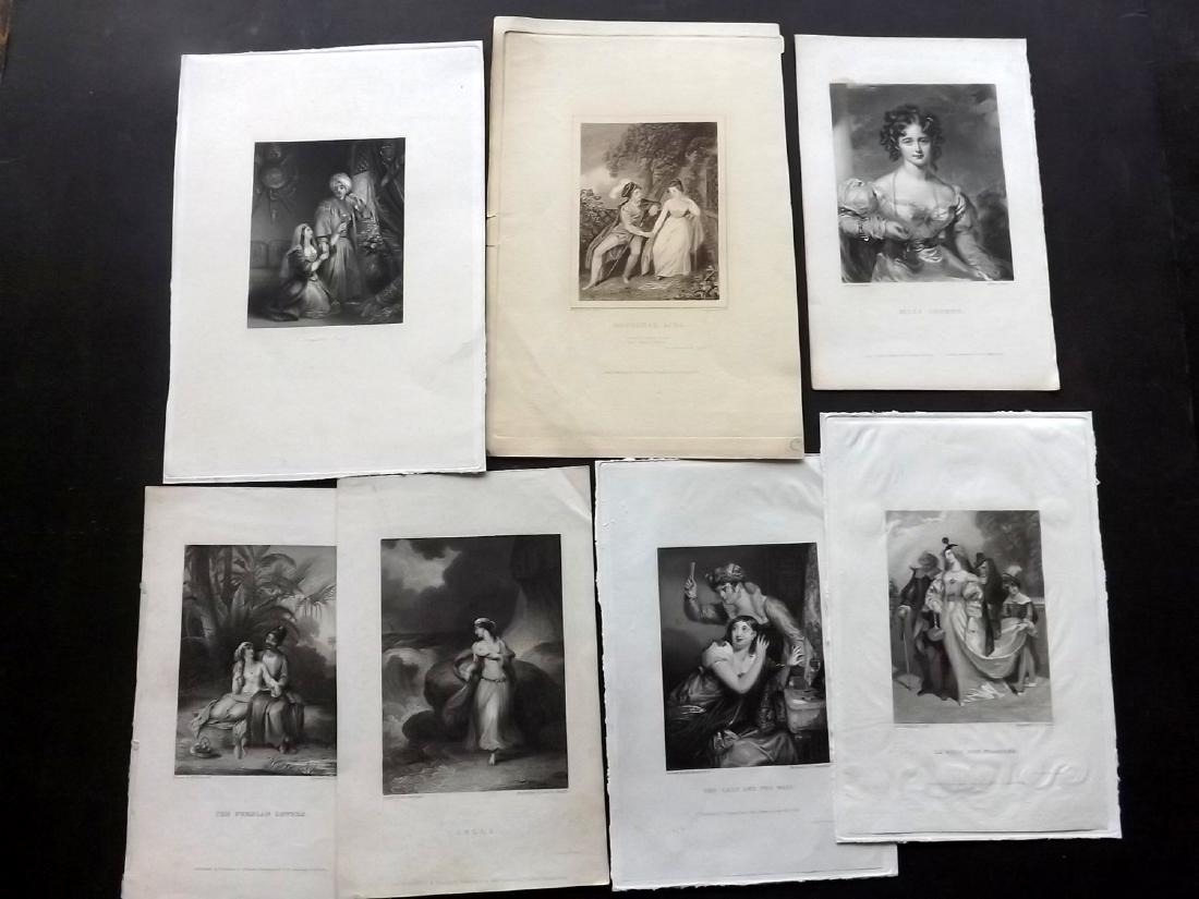 Pretty Ladies, Romance C1830 Lot of 7 Steel Engravings (1 of 2)
